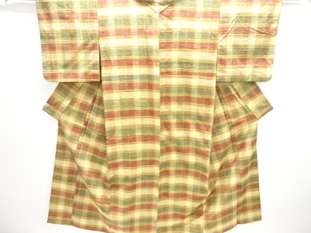 JAPANESE KIMONO / PLANT DYES / GUJO TSUMUGI / WOVEN GRID